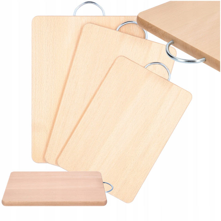 Mwood Komplet 3 Desek Drewnianych z Uchwytem Metalowym Różne Rozmiary