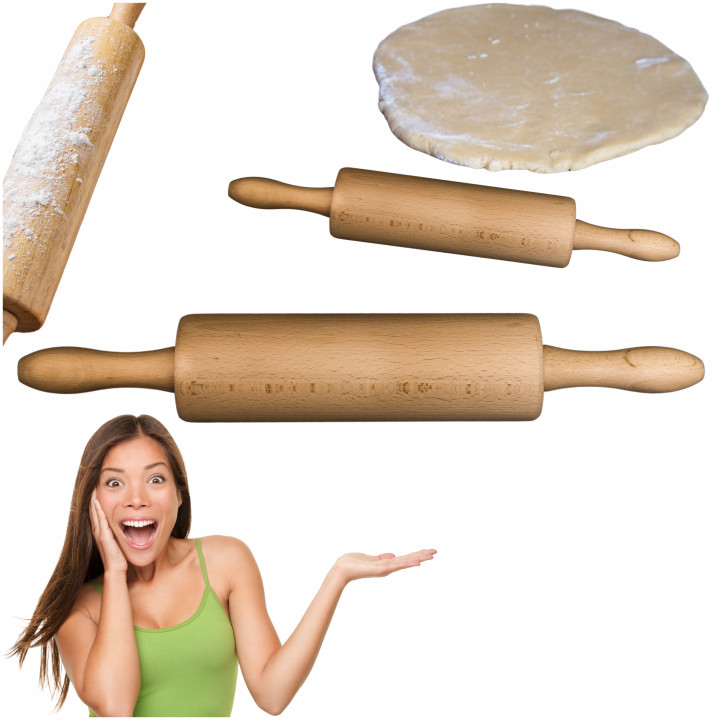 Mwood Drewniany Wałek Do Ciasta 38 Cm Trwały Lekki Wygodny Drewno Bukowe