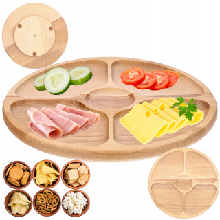 Mwood Deska Obrotowa 4 Komory 33,5 Cm Do Serwowania Serów Przekąsek Solidna