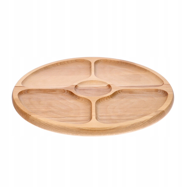 Mwood Deska Obrotowa 4 Komory 33,5 Cm Do Serwowania Serów Przekąsek Solidna