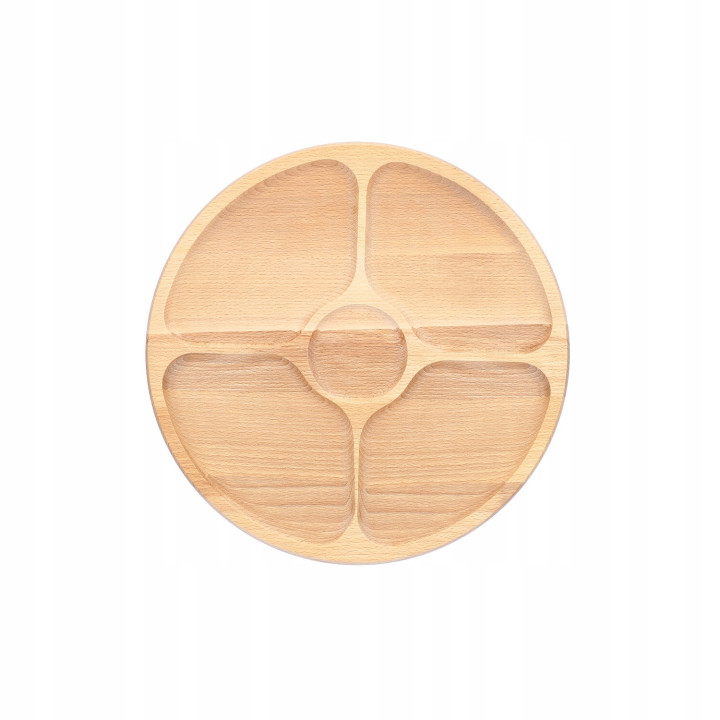 Mwood Deska Obrotowa 4 Komory 33,5 Cm Do Serwowania Serów Przekąsek Solidna