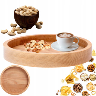 Mwood Drewniana Taca Tacka Okrągła 20 Cm Do Serwowania Kawy Przekąsek