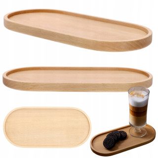 Drewniana Taca Owalna Na Przekąski Desery Owoce Buk 25x12 cm Elegancka
