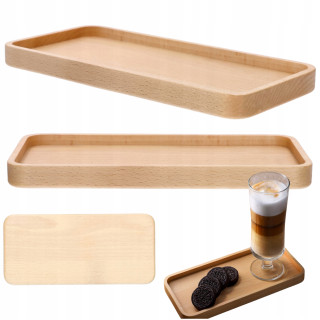 Drewniana Taca Prostokątna Na Przekąski Ciasta Kawy Herbaty Buk 25x12 cm